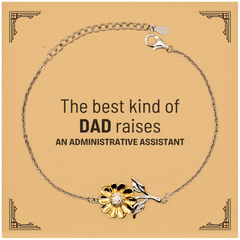 Administrative Assistant Dad Gifts, The best kind of DAD, Father's Day Appreciation Birthday Sunflower Bracelet for Administrative Assistant, Dad, Father from Son Daughter