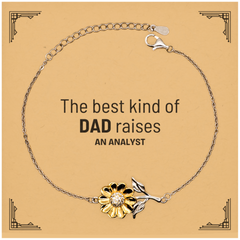 Analyst Dad Gifts, The best kind of DAD, Father's Day Appreciation Birthday Sunflower Bracelet for Analyst, Dad, Father from Son Daughter