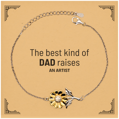 Artist Dad Gifts, The best kind of DAD, Father's Day Appreciation Birthday Sunflower Bracelet for Artist, Dad, Father from Son Daughter