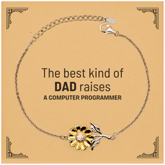 Computer Programmer Dad Gifts, The best kind of DAD, Father's Day Appreciation Birthday Sunflower Bracelet for Computer Programmer, Dad, Father from Son Daughter