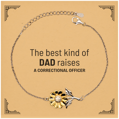 Correctional Officer Dad Gifts, The best kind of DAD, Father's Day Appreciation Birthday Sunflower Bracelet for Correctional Officer, Dad, Father from Son Daughter