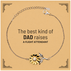 Flight Attendant Dad Gifts, The best kind of DAD, Father's Day Appreciation Birthday Sunflower Bracelet for Flight Attendant, Dad, Father from Son Daughter