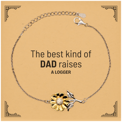 Logger Dad Gifts, The best kind of DAD, Father's Day Appreciation Birthday Sunflower Bracelet for Logger, Dad, Father from Son Daughter