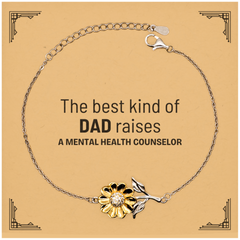 Mental Health Counselor Dad Gifts, The best kind of DAD, Father's Day Appreciation Birthday Sunflower Bracelet for Mental Health Counselor, Dad, Father from Son Daughter