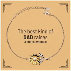 Postal Worker Dad Gifts, The best kind of DAD, Father's Day Appreciation Birthday Sunflower Bracelet for Postal Worker, Dad, Father from Son Daughter