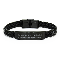 Computer Programmer Dad Gifts, The best kind of DAD, Father's Day Appreciation Birthday Braided Leather Bracelet for Computer Programmer, Dad, Father from Son Daughter