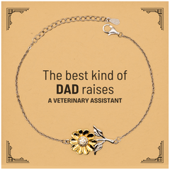 Veterinary Assistant Dad Gifts, The best kind of DAD, Father's Day Appreciation Birthday Sunflower Bracelet for Veterinary Assistant, Dad, Father from Son Daughter