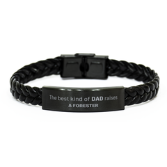 Forester Dad Gifts, The best kind of DAD, Father's Day Appreciation Birthday Braided Leather Bracelet for Forester, Dad, Father from Son Daughter
