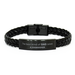 Zookeeper Dad Gifts, The best kind of DAD, Father's Day Appreciation Birthday Braided Leather Bracelet for Zookeeper, Dad, Father from Son Daughter