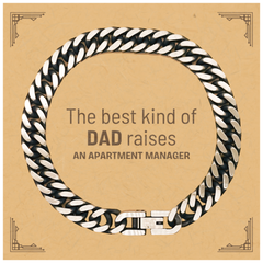 Apartment Manager Dad Gifts, The best kind of DAD, Father's Day Appreciation Birthday Cuban Link Chain Bracelet for Apartment Manager, Dad, Father from Son Daughter