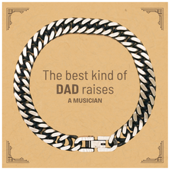 Musician Dad Gifts, The best kind of DAD, Father's Day Appreciation Birthday Cuban Link Chain Bracelet for Musician, Dad, Father from Son Daughter