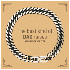 Underwriter Dad Gifts, The best kind of DAD, Father's Day Appreciation Birthday Cuban Link Chain Bracelet for Underwriter, Dad, Father from Son Daughter