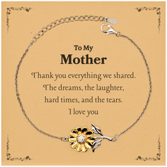 Mother Sunflower Bracelet | Engraved Gift for Her Birthday, Christmas, Mothers Day | Thank You for Everything Shared, Love You Always