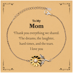 Mothers Day Sunflower Bracelet for Mom - Thank You for Everything Shared. Love, Hope, and Inspiration
