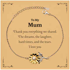 Sunflower Bracelet for Mum - Engraved Love and Gratitude for Mothers Day, Birthday, and Holidays - Meaningful Gift from Daughter, Son, and Family Members - Thank You for Everything, Mum