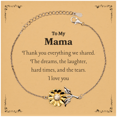 Sunflower Bracelet - Mamas Love Engraved Thank You Gift for Mothers Day, Holidays, and Special Occasions - Unique Jewelry for Mom, Wife, and Grandma - Inspirational Mama Quote