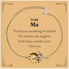 Sunflower Bracelet for Ma - Thank you for everything shared, love you. Ideal Birthday Gift for Mom, Inspirational Jewelry for Mothers Day, Unique Mothers Bracelet