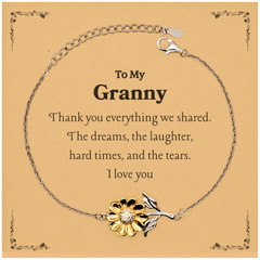 Engraved Sunflower Bracelet for Granny - A Token of Love and Gratitude for Birthday, Holidays, and Special Occasions - Thank You for Everything We Shared - Unique and Inspirational Gift for Granny