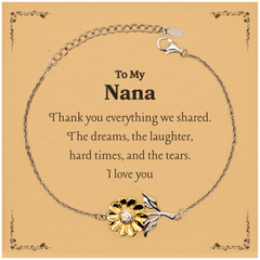 Sunflower Bracelet Nana I love you Engraved Gift for Grandma Birthday Christmas Jewelry