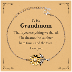 Sunflower Bracelet for Grandmom - Thank you for everything, Grandma, Birthday Gift, Unique Jewelry for Grandmother, Mothers Day Present, Inspirational Engraved Bracelet for Grandma from Granddaughter