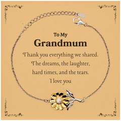 Grandmum Sunflower Bracelet - Engraved with Love and Gratitude for Her Birthday Gift