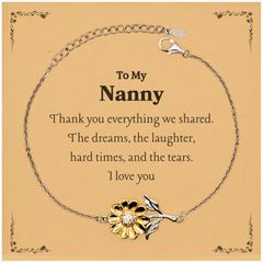 Engraved Sunflower Bracelet for Nanny - Thank You for Everything We Shared - Inspirational Jewelry Gift for Birthday, Christmas, and Graduation - Expressing Love and Gratitude for Nanny