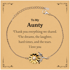 To My Aunty Sunflower Bracelet - Perfect Gift for Aunty - Engraved Love and Appreciation - Birthday, Holidays, Christmas, Graduation - Unique Aunty Bracelet for Hard Times and Laughter - Confidence and Inspirational Bracelet for Aunty - Aunty Appreciati