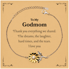 Engraved Sunflower Bracelet with To My Godmom, I Love You Gift for Birthday, Holidays, and Special Occasions - Inspirational and Unique Jewelry for Godmom - Appreciation and Love for Godmom