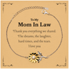 Sunflower Bracelet for Mom In Law - A Token of Love and Gratitude for the Special Woman in My Life - Mothers Day Gift, Christmas, Birthday, Wedding - Engraved Inspirational Quote