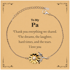 Sunflower Bracelet for Pa - A Token of Love and Appreciation for Every Occasion, Thank You Pa, Unique Engraved Jewelry Gift for Birthday, Holidays, Christmas, and More