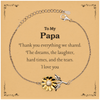 Engraved Sunflower Bracelet Papa - Thank you for everything we shared. A unique gift for Papa on Birthdays, Holidays, and Christmas. Show your love and appreciation