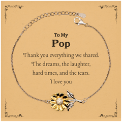 Sunflower Bracelet Pop I Love You Dad Engraved Christmas Gift for Him