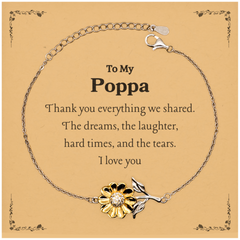 Sunflower Bracelet for Poppa - Thank You for Everything - Unique Gift for Birthday, Christmas, and Graduation - Engraved with Love and Hope