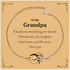 Sunflower Bracelet Grandpa Thank You Gift - Engraved Inspirational Jewelry for Birthday, Christmas, and Veterans Day