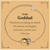 Engraved Sunflower Bracelet for Goddad - Thank you for everything Gift for Birthday, Christmas, Fathers Day - Unique and Inspirational Jewelry for Him