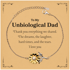 Sunflower Bracelet Unbiological Dad Thank You for Everything Engraved Gift for Christmas, Birthday, and Veterans Day
