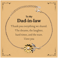 Sunflower Bracelet Dad-in-law Engraved Gift, Thank You for everything shared, Memories, Love, Christmas, Birthday, Veterans Day