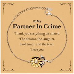 Partner In Crime Sunflower Bracelet Engraved Love and Memories Gift for Christmas and Birthday