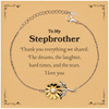 Stepbrother Sunflower Bracelet - Engraved Thank You for Everything Shared, Love You Always, Perfect Gift for Birthday, Christmas, Graduation, Veterans Day