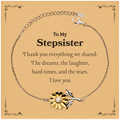 Sunflower Bracelet for Stepsister - A Unique Gift to Express Gratitude and Love - Engraved Bracelet for Special Occasions - Birthday, Christmas, Holidays