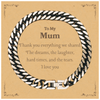 Mum Cuban Link Chain Bracelet Engraved Love and Gratitude Gift for Mothers Day, Birthday, Christmas, and More