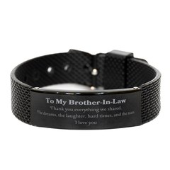Black Shark Mesh Bracelet | Brother-In-Law Gift | Engraved Love and Appreciation for Family | Christmas, Birthdays, Graduations | Unique and Meaningful Token of Gratitude