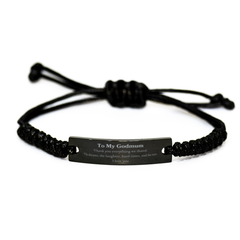 Godmum Black Rope Bracelet - Engraved Inspirational Gift for Veterans Day, Christmas, Birthday - Thank You for Everything We Shared, I Love You