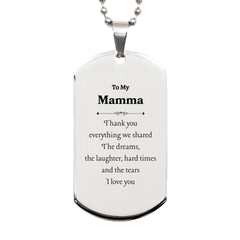 Silver Dog Tag Mamma Engraved Necklace Gift for Birthday and Holidays