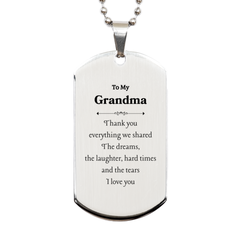 Grandma Silver Dog Tag | Engraved Quote for Birthday, Christmas, and Veterans Day Gifts | Unique Jewelry to Express Love and Gratitude for Grandma