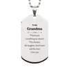 Grandma Silver Dog Tag | Engraved Quote for Birthday, Christmas, and Veterans Day Gifts | Unique Jewelry to Express Love and Gratitude for Grandma