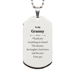 Engraved Silver Dog Tag for Granny - Thank You for Everything Shared - Meaningful Gift for Birthday, Christmas, and More
