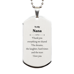 Personalized Silver Dog Tag Nana Gift - Engraved Appreciation for Grandma - Unique Mothers Day, Christmas, Birthday, Veterans Day Present