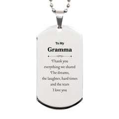Gramma Engraved Silver Dog Tag - A Unique Thank You Gift for Christmas, Birthday, and Graduation - Inspirational Message to Show Love and Appreciation from Grandchildren