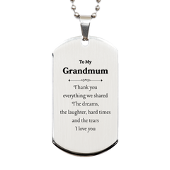 Grandmum Silver Dog Tag Thank You for Everything Engraved Inspirational Gift for Birthday Veterans Day Holidays